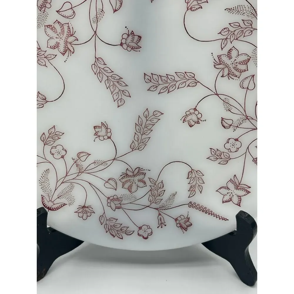 Federal Glass Burgundy Botanical Wildflowers Spree Large Dinner Plate 11 Inches